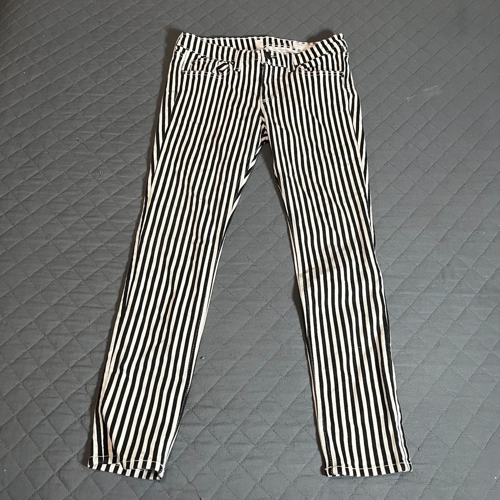 Rag & Bone High Rise Capri Jeans Bengal Stripe Black & White Women's Size 29